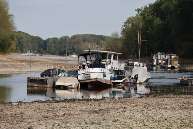 North Rhine-Westphalia: Low water levels on the Rhine at Herseler Werth in Bad Honnef