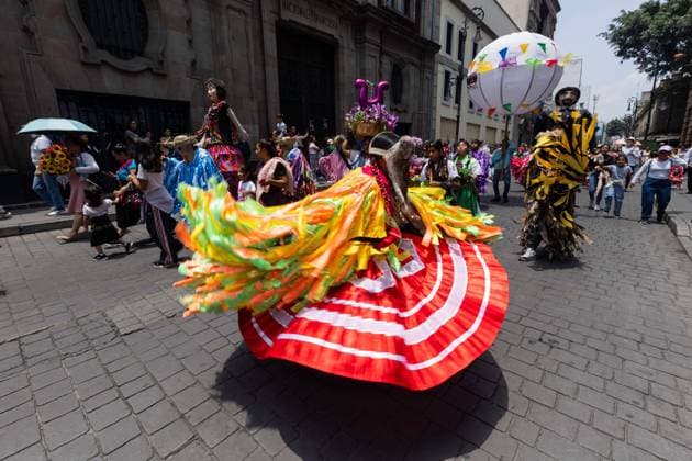 Mexico, Mega Calenda Parade in Mexico City