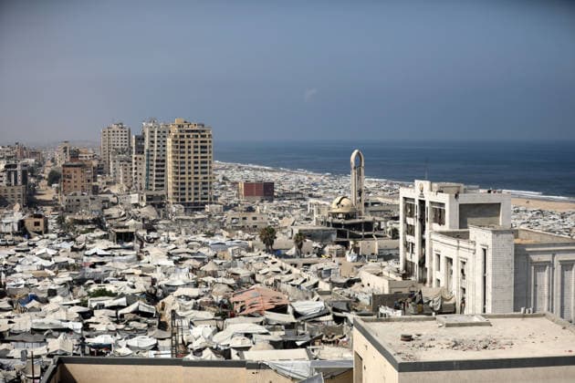 Palestine, tents on the Gaza coast