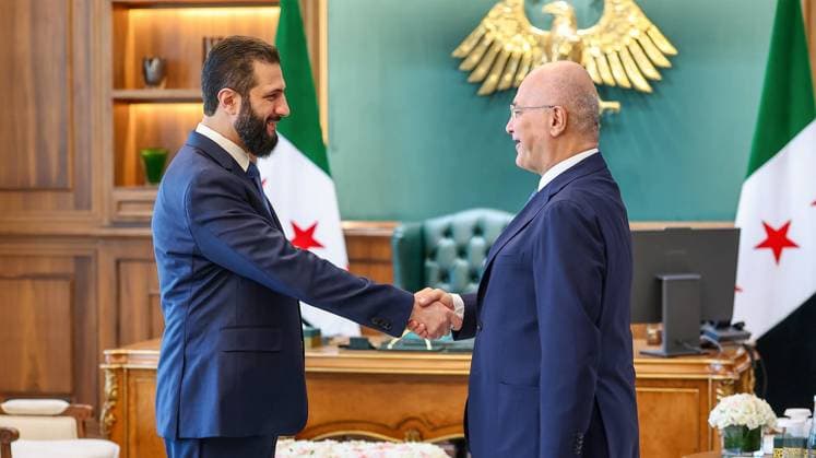 Syria: Ahmad al-Sharaa welcomes the UN High Commissioner for Refugees, Barham Salih, in Damascus