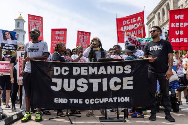 USA: Protests to mark the anniversary of the deployment of the National Guard in Washington DC