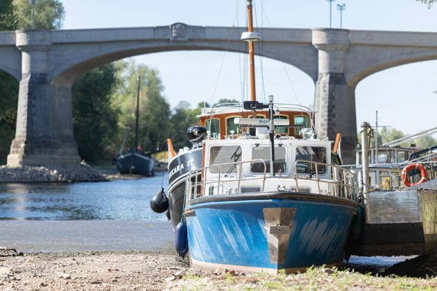 North Rhine-Westphalia, low water levels in the Rhine near Bonn