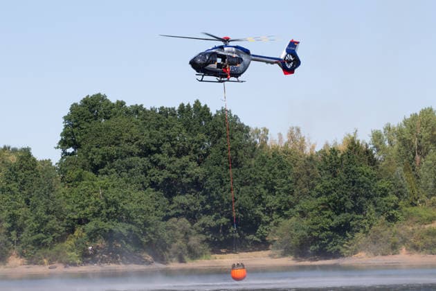 Saxony, forest fire near Plauen and fire-fighting operations
