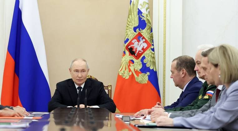 Russia: Vladimir Putin chairs a Security Council meeting at the Kremlin in Moscow