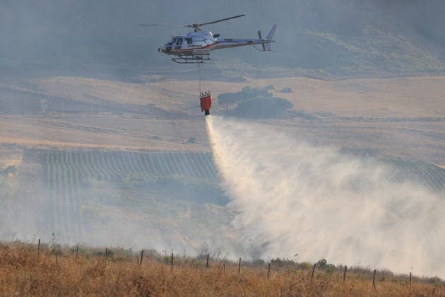 Italy, wildfire in the Mirto Partinico area