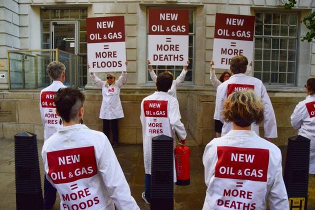 United Kingdom, Fossil Free London protest against the Rosebank oil field in London