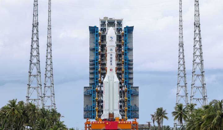 China: Launch of a Long March 5 rocket from Wenchang