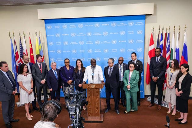 United Nations in New York, press conference with the new Security Council members