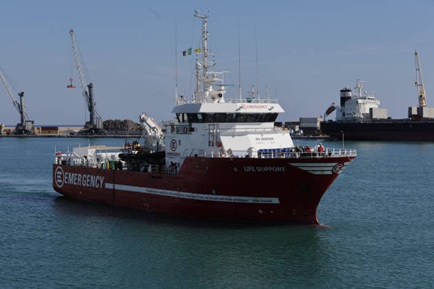 Italy: Ship carrying refugees arrives at the port of Bari