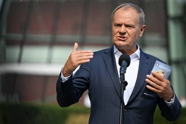 Poland, press conference with Donald Tusk in Kraków