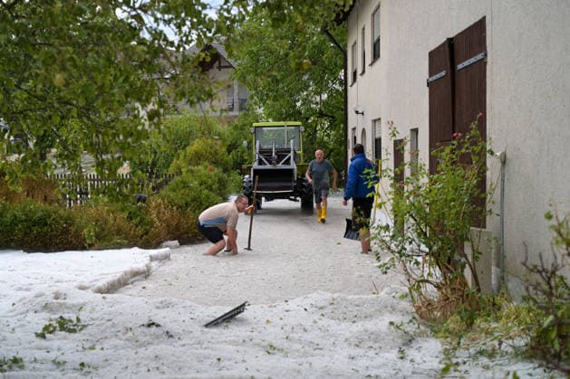 Bavaria, severe weather and hail in Monheim