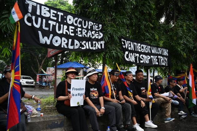 Kolkata: Tibetan exiles and supporters protest outside the Chinese Consulate in Kolkata