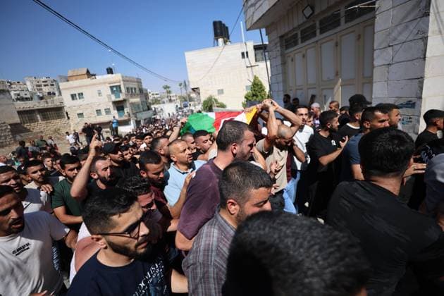 Middle East conflict, West Bank, funeral of a man killed in a settler attack in Hebron