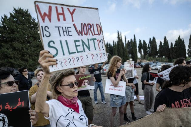 Middle East conflict, Israel, calls for the release of Palestinian prisoners near Haifa
