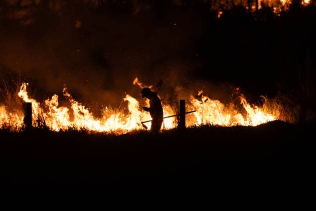 Brazil: Fire brigade battles wildfire near São José do Rio Preto