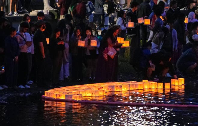 Canada, Water Lantern Festival at Town Centre Park in Coquitlam