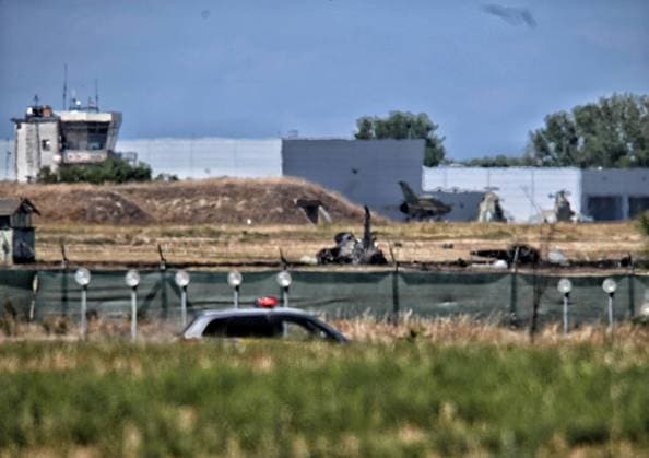 Hungary, wreckage of a JAS 39 Gripen following a crash at Szolnok Air Base