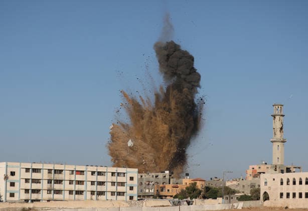 Middle East conflict, Gaza: Emergency services respond to attacks in the Bureij refugee camp in the central Gaza Strip