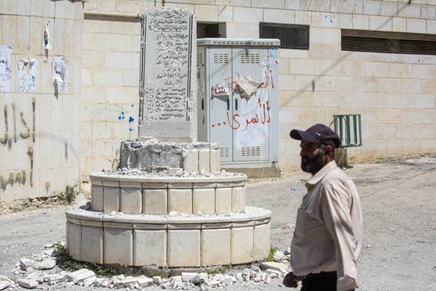 Middle East conflict, West Bank, Israeli MP Zvi Sukkot destroys Palestinian memorial in Madama