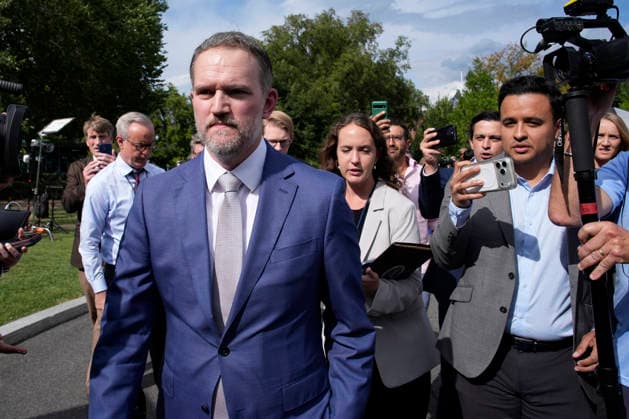 USA: Jamieson Greer gives a press statement outside the White House in Washington DC