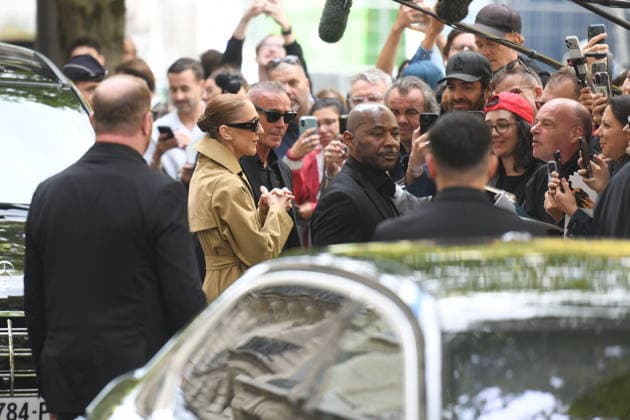 Celebrity: Celine Dion outside a hotel in Paris