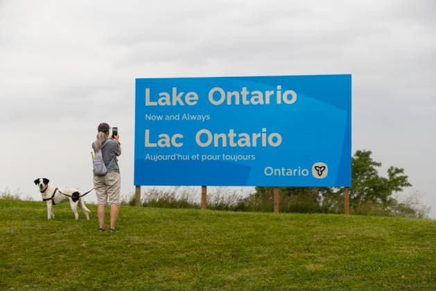 Canada, bilingual sign for Lake Ontario in Hamilton