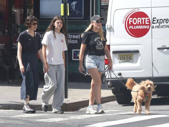 Celebrity: Busy Philipps and her daughter Birdie Silverstein with their dog in New York