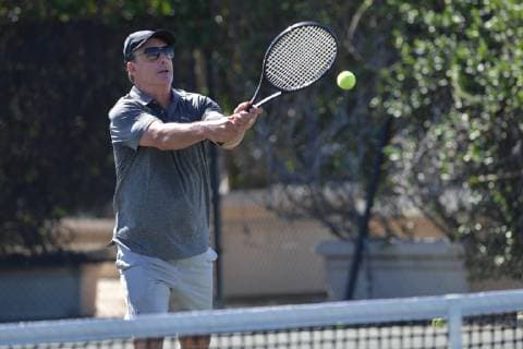Chris Noth plays tennis in Fort Lauderdale