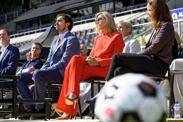 The Royal Family, Queen Maxima, at a meeting for the documentary *Real Men Don’t Cry* at the Breda Stadium