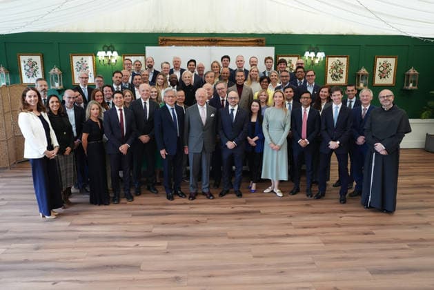 Royals: King Charles poses with attendees at an AI event at Dumfries House in Cumnock