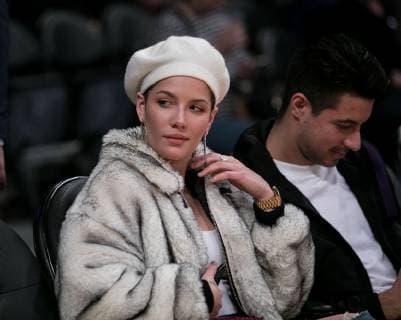 Celebrities at a basketball game in Los Angeles