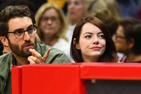 Emma Stone visits a basketball game in Los Angeles