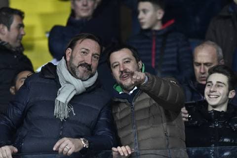Matteo Salvini at the football match Atalanta Bergamo - AC Milan