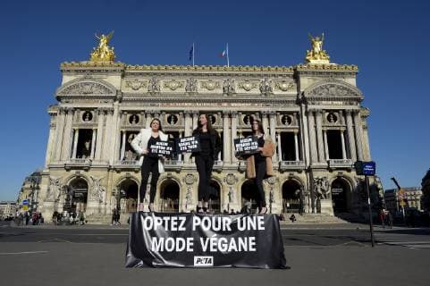 Paris Fashion Week - Peta Protest