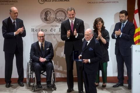 King Felipe presents businessman Mariano Puig with the Spanish Kingdom Award in Barcelona