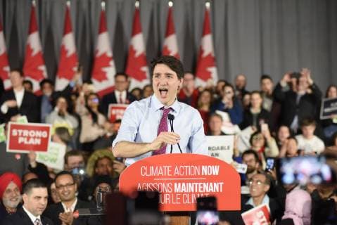 Canada, Justin Trudeau in front of supporters in Toronto