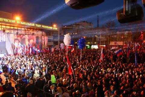 Sevastopol, Vladimir Putin at concert on the 5 th anniversary of Crimean annexation