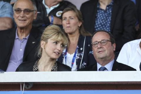 Julie Gayet and Francois Hollande at womens football match France - Chile