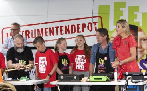 Queen Maxima of the Netherlands at music workshop in Hoogeveen