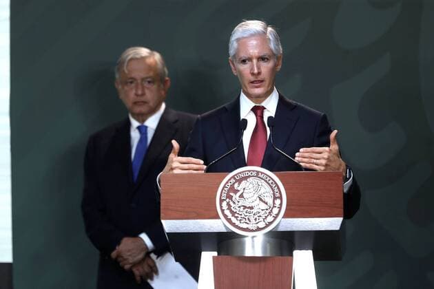 Mexico City, press conference with President Obrador and Alfredo del Mazo