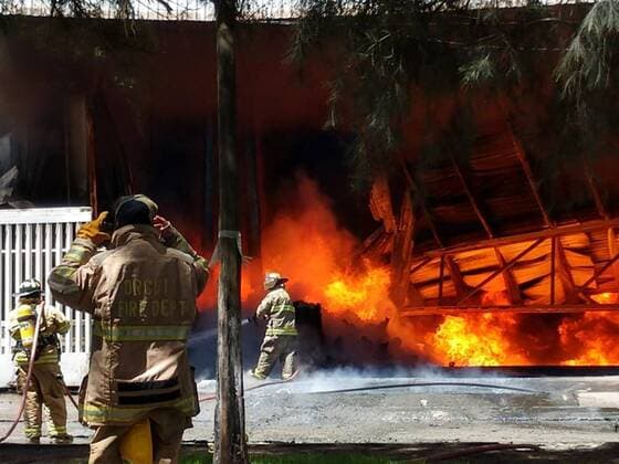 Mexico, fire in the industrial area of Morelia