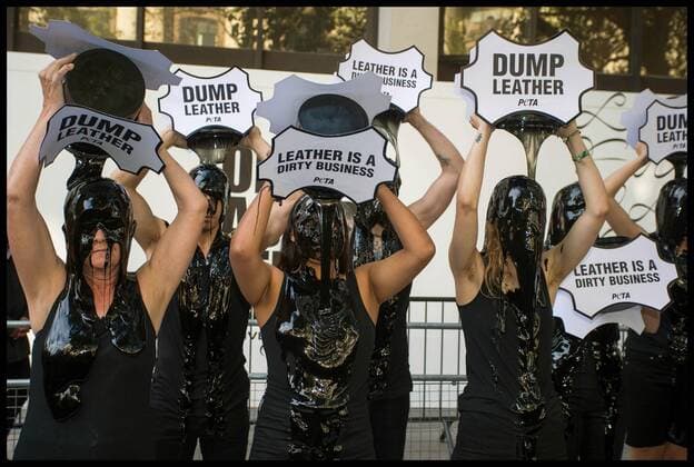 London, PETA protests against leather on the sidelines of Fashion Week