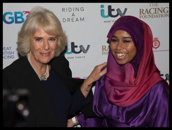 Duchess Camilla and Khadijah Mellah at the Riding A Dream Premiere in London