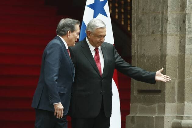 Mexico, President Andres Manuel Lopez Obrador receives Laurentino Cortizo