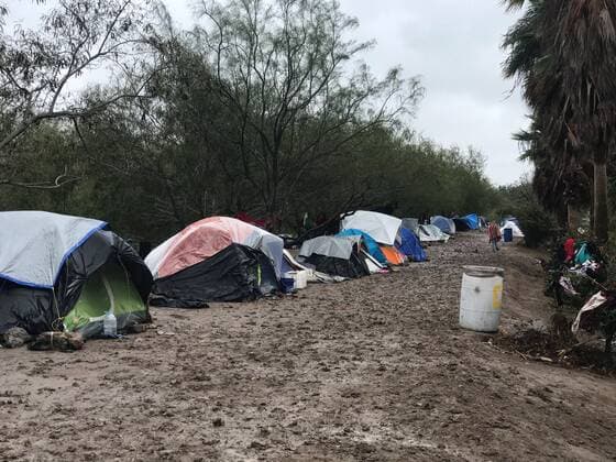 Mexico, migrants at the border to the USA in Matamoros