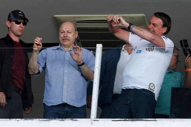 Brazil, President Bolsonaro visits football match in Santos
