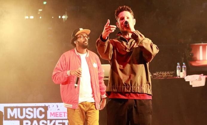 Max Herre and Afrob concert at the Euroleague basketball game in Munich