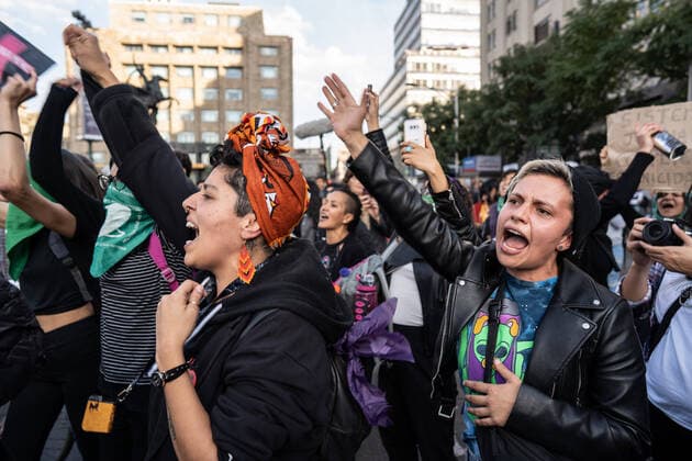 Mexico, protest march against violence against women