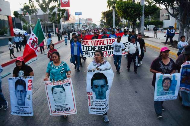 Mexico, commemoration march for the victims of the mass abduction in Iguala 2014