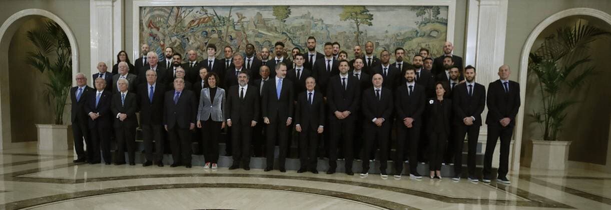 King Felipe of Spain receives the Real Madrid basketball team